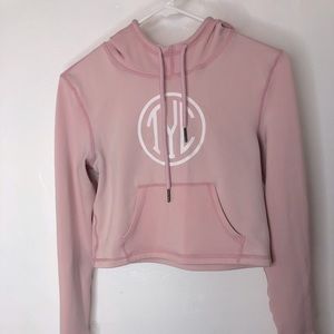 Pink crop top with hoodie